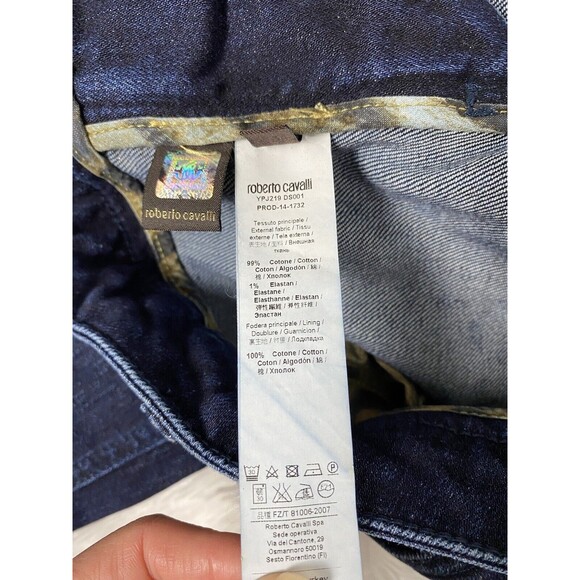 Roberto Cavalli Blue Jeans Denim Straight Leg Stretchy Womens Size 33x38 - Picture 11 of 14